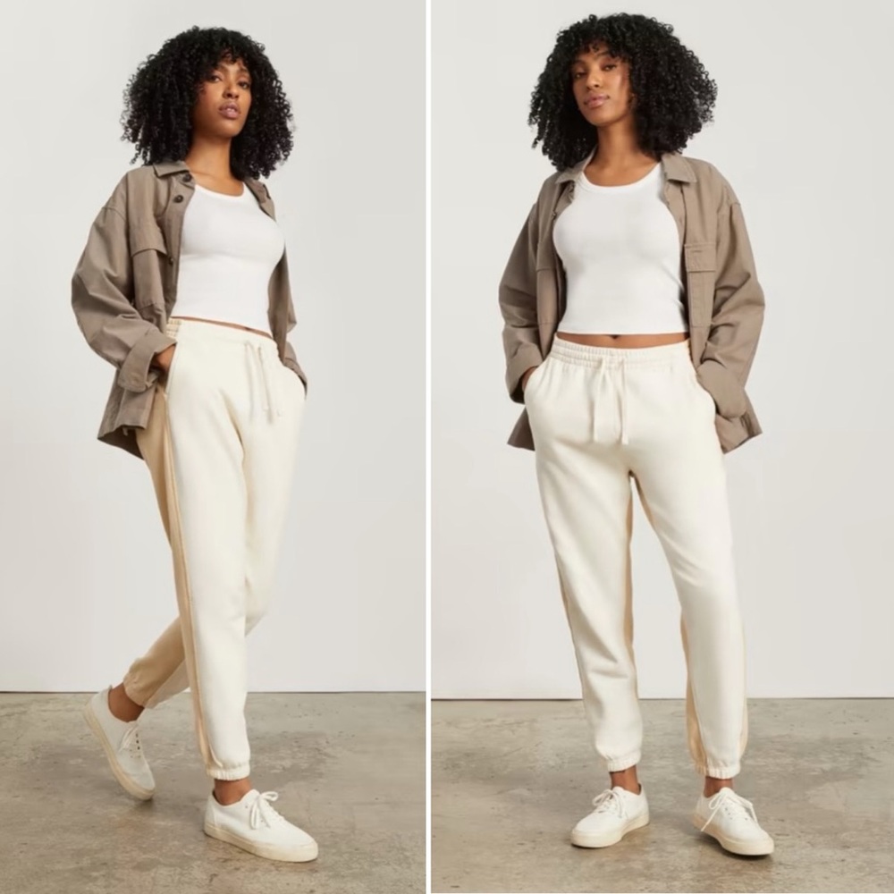 Everlane The Track Jogger Sweatpants Organic Cotton French Terry Cream - Picture 2 of 13
